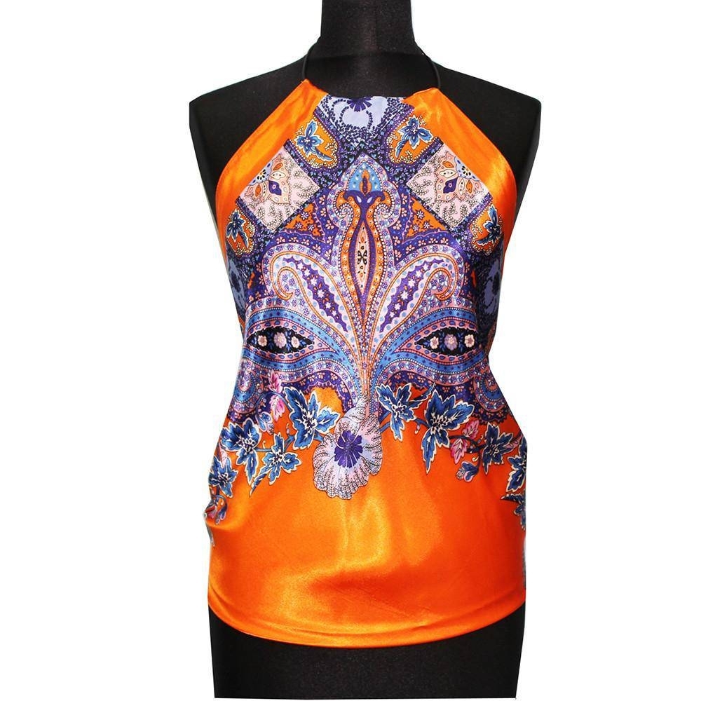 La Fiorentina Convertible Scarf & Halter Top - Orange/Blue